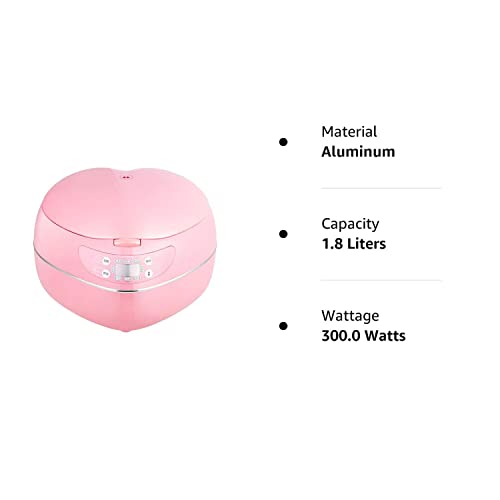 HMLH home insulation function electric steamer, mini heart-shaped dormitory rice cooker, can be cooked quickly, porridge/soup (1.8L),Pink