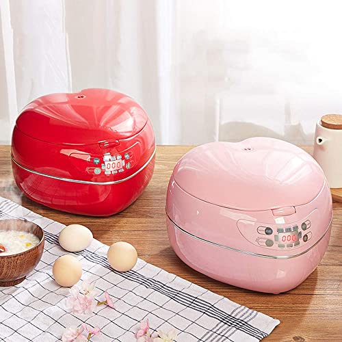 HMLH home insulation function electric steamer, mini heart-shaped dormitory rice cooker, can be cooked quickly, porridge/soup (1.8L),Pink