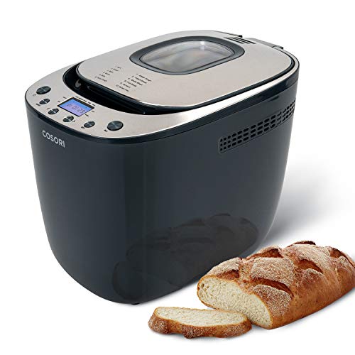 COSORI Bread Maker Machine with 50 Recipes, Gluten Free Function, 12 Presets, 30 Minutes Keep Warm, 13 Hours Delay Start, Accessories Included, 2LB, Gray