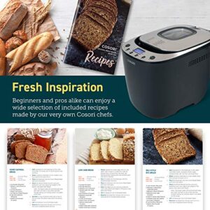 COSORI Bread Maker Machine with 50 Recipes, Gluten Free Function, 12 Presets, 30 Minutes Keep Warm, 13 Hours Delay Start, Accessories Included, 2LB, Gray