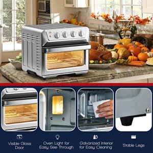 CHEFJOY Convention Toaster Oven Air Fryer 7-in-1, 21.5 QT Airfryer Toaster Oven Combo w/ Timer, Recipe, 4 Accessories Includes Pull-out Crumb Tray, Air Fry Basket & Baking Tray & Rack, Countertop Size for Oil-less Fry/Toast/Reheat