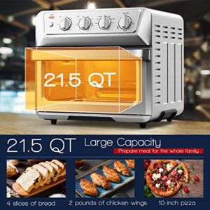 CHEFJOY Convention Toaster Oven Air Fryer 7-in-1, 21.5 QT Airfryer Toaster Oven Combo w/ Timer, Recipe, 4 Accessories Includes Pull-out Crumb Tray, Air Fry Basket & Baking Tray & Rack, Countertop Size for Oil-less Fry/Toast/Reheat