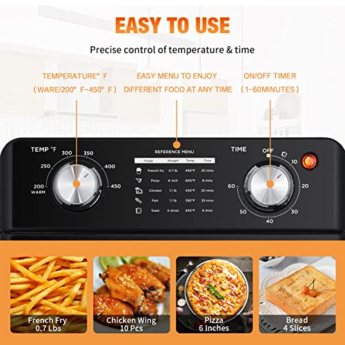 Geek Chef Air Fryer Toaster Oven with 100 Online Video Recipes,10QT, 4 Slice Toast, Countertop Oven, Warm, Broil, Toast, Bake, Air Fry, Oil-Free, Accessories Included, Black (Black Air Fryer Oven with 100 Recipes)