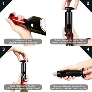 Lbsored Wine opener Set with Foil Cutter, Vacuum Wine Stopper and Wine Pourer wine Manual corkscrew wing corkscrew(4-in-1 Set)