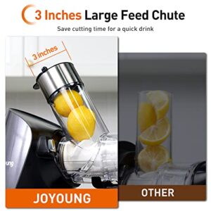 JOYOUNG Juicer Machines Ceramic Auger Juicer Masticating Juicer Higher Juice Yield, Slow Press Juicer 3 inches Large Feed Chute juicer masticating Easy to Clean