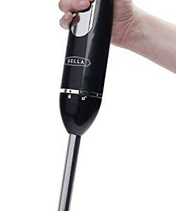 BELLA 10-Speed Immersion Blender with Attachments, 350 Watt, Immersion Blender with Dishwasher Safe Whisk & Blending Attachments for Food Prep, Black