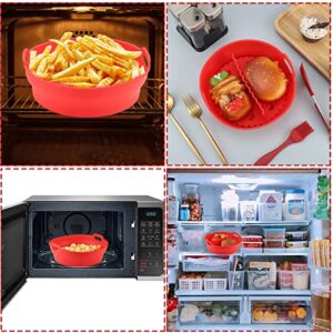 8.5 Inch Air Fryer Liners, Reusable Silicone Air Fryer Tray Collapsible Round Air Fryer Silicone Basket (For 5 QT to 8 QT)