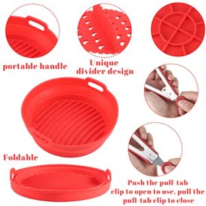 8.5 Inch Air Fryer Liners, Reusable Silicone Air Fryer Tray Collapsible Round Air Fryer Silicone Basket (For 5 QT to 8 QT)