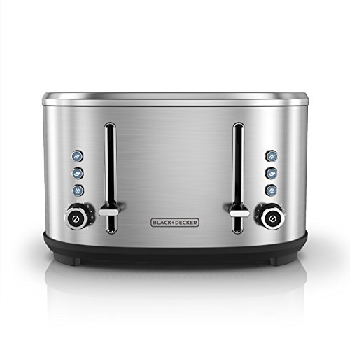BLACK+DECKER 4-Slice Extra-Wide Slot Toaster, Stainless Steel, TR4300SSD