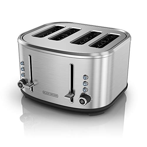 BLACK+DECKER 4-Slice Extra-Wide Slot Toaster, Stainless Steel, TR4300SSD