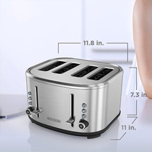 BLACK+DECKER 4-Slice Extra-Wide Slot Toaster, Stainless Steel, TR4300SSD