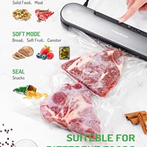 TWOMEOW Vacuum Sealer, Compact Slim Food Sealer Machine with Starter Kit, Automatic Sealing System for Sous Vide Cooking and Food Preservation, Vertical Vacuum Sealer Storage, Black