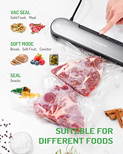 TWOMEOW Vacuum Sealer, Compact Slim Food Sealer Machine with Starter Kit, Automatic Sealing System for Sous Vide Cooking and Food Preservation, Vertical Vacuum Sealer Storage, Black