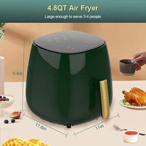 1400W Air Fryer, 4.8QT Oil Free Air Fryers for Home Use with Recipes Cookbook,7 Presets,Timer & Temperature Control,LED touch Screen for Low Fat Healthy Cooking, Oil Free