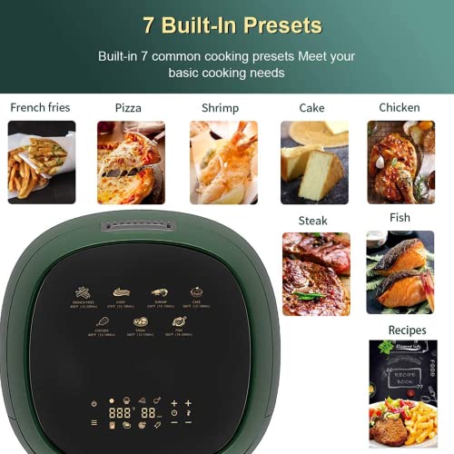 1400W Air Fryer, 4.8QT Oil Free Air Fryers for Home Use with Recipes Cookbook,7 Presets,Timer & Temperature Control,LED touch Screen for Low Fat Healthy Cooking, Oil Free