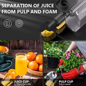 Juicer Machines, Fezen Slow Masticating Juicer Extractor, Cold Press Juicer with Two Speed Modes, Quiet Motor/Reverse Function, Higher Juice Yield Slow Juicer for Vegetables & Fruits, Easy to Clean