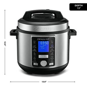 Gourmia GPC965 Digital Multi-Functional Pressure Cooker - Automatic Pressure Release - Adjustable Pressure Control - 13 Cook Modes - Removable Stainless Steel 6 Qt Pot - Lid Lock - Auto Stir Function