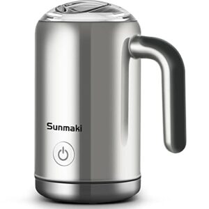 sunmaki milk frother, electric milk steamer stainless steel, 11.8oz/350ml automatic hot and cold foam maker and milk warmer
