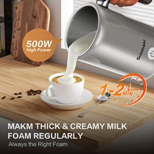 Sunmaki Milk Frother, Electric Milk Steamer Stainless Steel, 11.8oz/350ml Automatic Hot and Cold Foam Maker and Milk Warmer