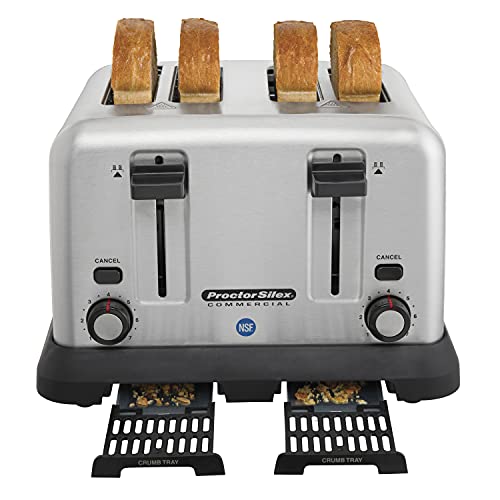Proctor Silex Commercial 4 Slot Toaster - Extra-Wide 1 3/8-in Slots Will Easily accommodate Bagels, Waffles, and Artisan breads.,24850R