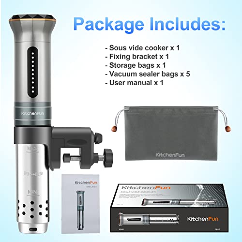 Sous Vide Cooker Immersion Circulators: 1100W Fast-Heating| IPX7 Waterproof| Thermal Immersion Circulator| Accurate Temperature and Timer| Sous Vide Machines with Digital Touch Screen by KitchenFun