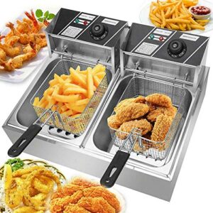 deep fryer with basket, fry daddy, fryers with baskets, countertop stainless steel, french fries fryer, for commercial restaurant, fast food restaurant (12l)