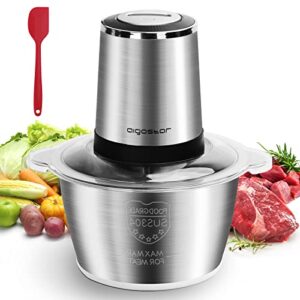 aigostar 8-cup food processor, electric food chopper with 1.8l stainless steel bowl for garlic, meat, vegetables, fruits and nuts, onion chopper for dicing, mincing, and puree, 300w(1)