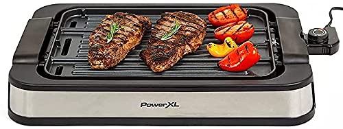 PowerXL Premium Indoor Electric Grill, Smokeless BBQ, Multi-Purpose Countertop Griddle, Authentic Grill Marks, Dishwasher-Safe, Non-Stick Coating, Rapid Heat