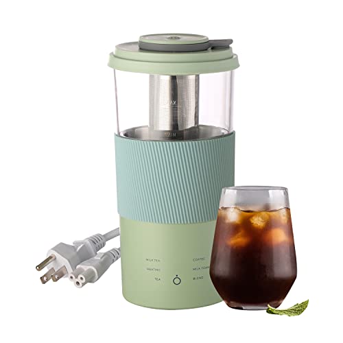 Milk Tea Maker Mini Multifunctional 6 in 1 Travel Kettle Electric Portable Water Warmer with Filter 13OZ Mini Heating Cup Portable With Stirring Heated Coffee Flower Tea Milk Frother Other Drinks