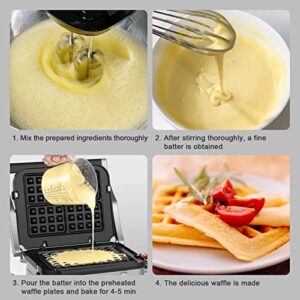 FOCOllK Waffle Plates for Cuisinart Griddler GR-4N, GR-5B, GR-6 and GRID-8N Series, 4 Slicer Cuisinart Griddler Waffle Plates, Nonstick Coating Baking Cuisinart Waffle Plates