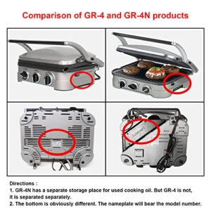 FOCOllK Waffle Plates for Cuisinart Griddler GR-4N, GR-5B, GR-6 and GRID-8N Series, 4 Slicer Cuisinart Griddler Waffle Plates, Nonstick Coating Baking Cuisinart Waffle Plates