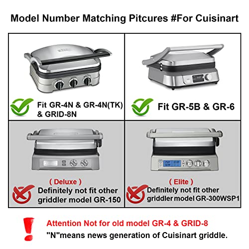 FOCOllK Waffle Plates for Cuisinart Griddler GR-4N, GR-5B, GR-6 and GRID-8N Series, 4 Slicer Cuisinart Griddler Waffle Plates, Nonstick Coating Baking Cuisinart Waffle Plates