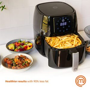 MasterChef Air Fryer 4.75 Qt Compact Airfryer with Digital Display, 7 Simple Cooking Presets & Fully Adjustable Temperature, Easy Clean Detatchable Basket, 1400W, 4.5 Liter, For 2-4 People, Black