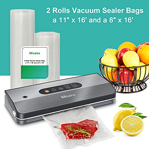 MSAKE Vacuum Sealer Bags- 2 Rolls a 11"x16' And a 8"x16'