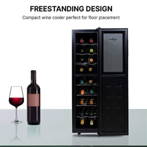 Koolatron Urban Series 18 Bottle Slim Dual Zone Wine Cooler, Thermoelectric Wine Fridge, Freestanding Wine Refrigerator for Home Bar, Kitchen, Apartment, Condo, Cottage