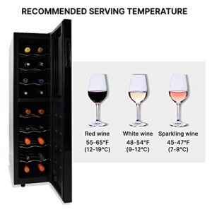 Koolatron Urban Series 18 Bottle Slim Dual Zone Wine Cooler, Thermoelectric Wine Fridge, Freestanding Wine Refrigerator for Home Bar, Kitchen, Apartment, Condo, Cottage