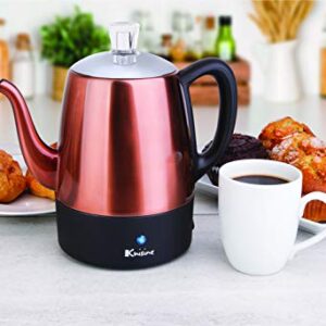 Euro Cuisine PER04 Electric Percolator 4 Cup Stainless Steel Coffee Pot Maker (4 Cup) - Copper Finish