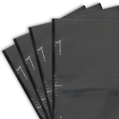 Stash Proof Vacuum Seal Bags (15" x 20", Black and Clear) 5 Mil Thick Industrial Storage Sealer Bags - 50 Count