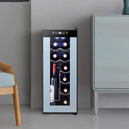 High life DC 12 Bottle Wine Cooler Refrigerator with Thermoelectric Cooling, Optimal Drink Temperature, Iceless, Leakproof, Quiet Mini Fridge, Vertical and Horizontal Storage, Freestanding