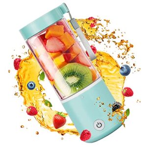 portable blender usb rechargeable,small juicer machines cup for smoothies and shakes, mini fruit mixer cup with six blades (blue)