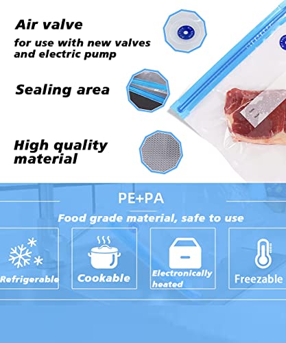 Sous Vide Bags,40 PCS Reusable Vacuum Sealer bags for food,2 Size Vacuum Zipper Bags with 4 Sealing Clips for Anova and Joule Cookers, Food Saver Freezer Bags