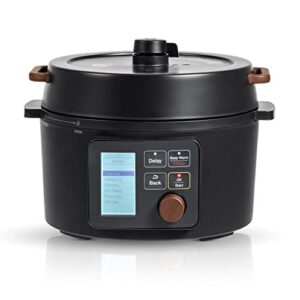 iris usa 3 qt. 8-in-1 multi-function pressure cooker with waterless cooking function, compact pressure cooker for 2-3 people with pre-programmed recipes for easy healthy cooking, black