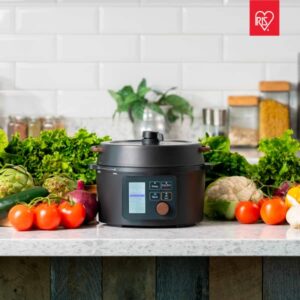 IRIS USA 3 Qt. 8-in-1 Multi-function Pressure Cooker with Waterless Cooking Function, Compact Pressure Cooker for 2-3 People with Pre-Programmed Recipes for Easy Healthy Cooking, Black