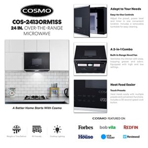 COSMO COS-2413ORM1SS Over the Range Microwave Oven with Vent Fan, 1.34 cu. ft. Capacity, 1000W, 24 inch, Black / Stainless Steel