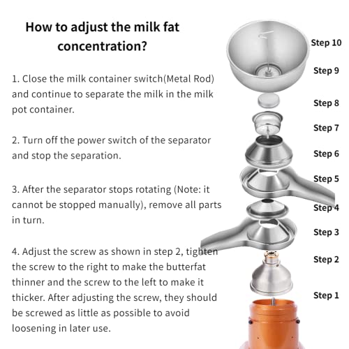 Minneer Electric Milk Cream Centrifugal Separator/Golden Plug 21Gal/H 80L/H 110V USA/Canada Make Cream Butter Milkshake Separator for Goats Cows Milk All Metal Parts(Golden)