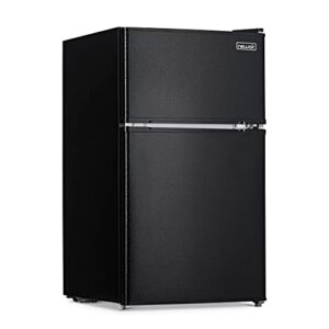newair 3.1 cu.ft black mini fridge with freezer, 2.2 cu.ft fridge, 0.9 cu.ft freezer | small refrigerator,dorm refrigerators with freezer,compact refrigerator, energy efficient
