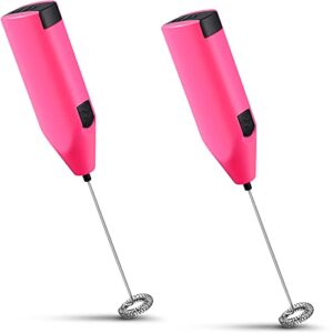2 pieces hand-held electric tumbler stirrer, electric tumbler mixer, battery-operated epoxy resin stirrer, hand-held coffee frother electric tumbler whisk for coffee, egg, milk, pink without battery