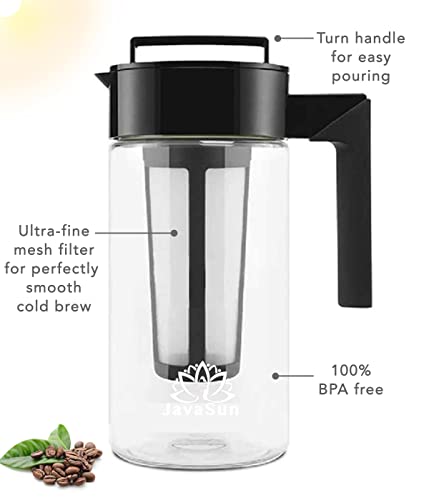 JavaSun Deluxe Cold Brew Coffee Maker, 1.3 Quart Heavy-Duty Tritan Pitcher (Classic)