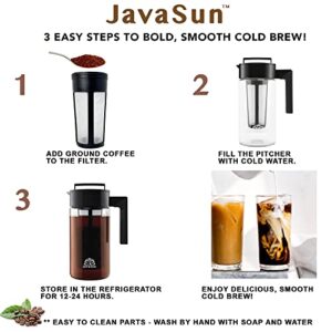 JavaSun Deluxe Cold Brew Coffee Maker, 1.3 Quart Heavy-Duty Tritan Pitcher (Classic)