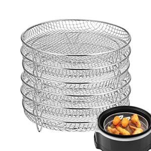 patelai 6 pcs air fryer racks 7.8 inch 3 layer stackable stainless steel dehydrator racks for oven air fryer accessories, compatible with ninjia, gowise, fit for 4.2-5.8 qt air fryer pressure cooker